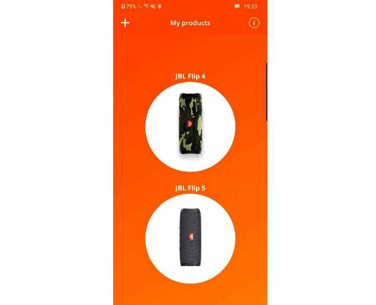 JBL Flip 5: צלילים בצמרת מחוברים לאותה אפליקציה בו זמנית, אך לא יכולים להתחבר אחד לשני | מתוך האפליקציה של JBL